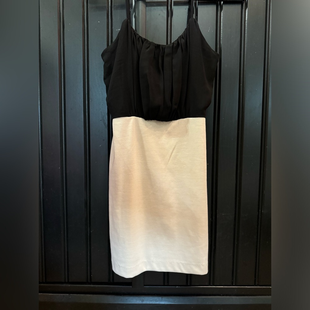 Black/Tan Mini Dress with adjustable straps